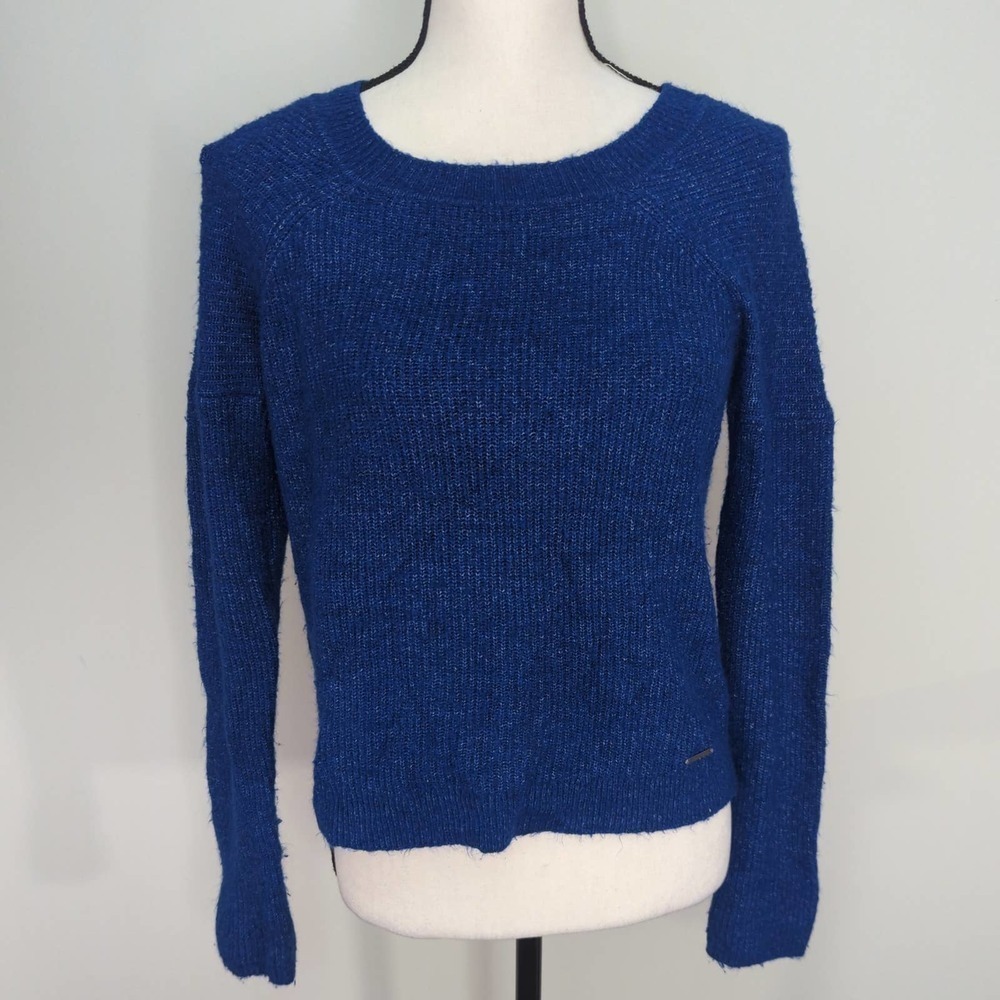 Abercrombie & Fitch Women's Royal Blue Keyhole Back Cable Knit‎ Sweater| XS